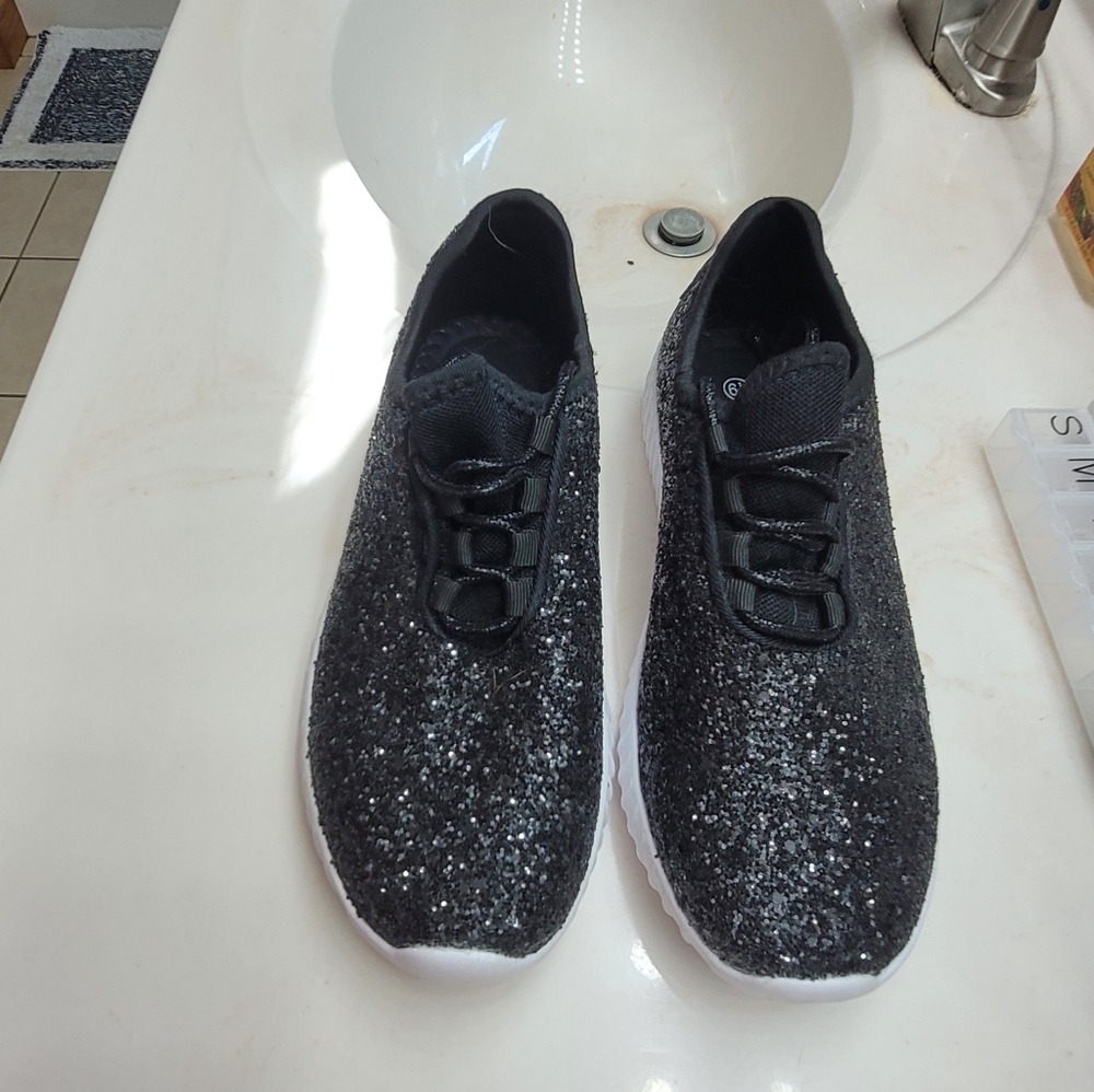 Black Glitter Sneakers